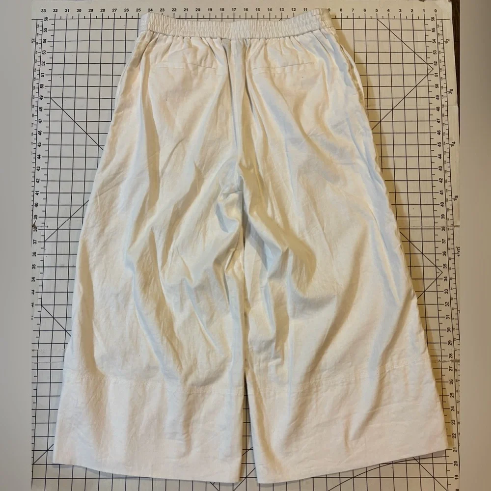 Banana Republic Women’s Medium White‎ Linen Blend Wide-Leg Cropped Pants